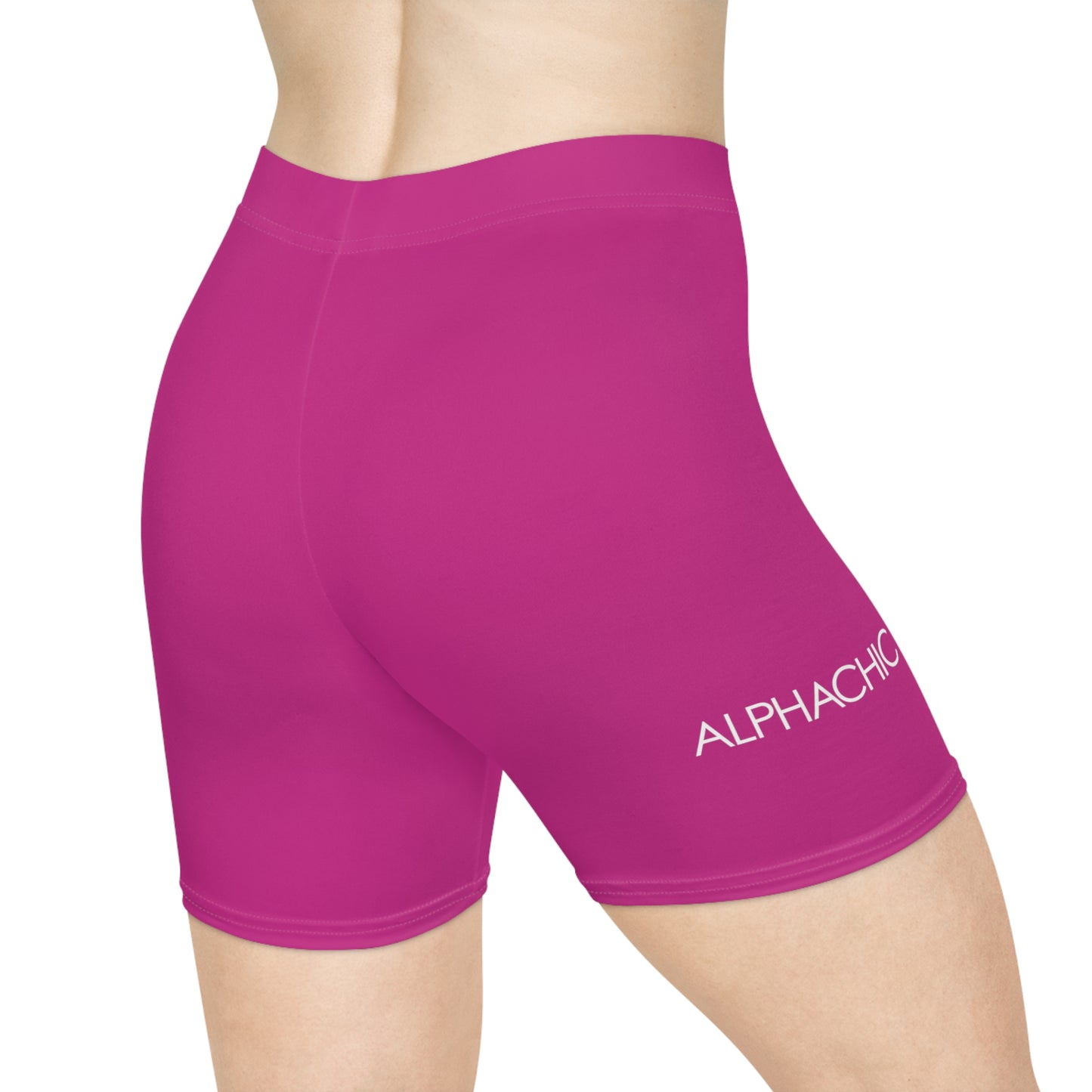 AlphaChic Biker Shorts - Pink (Leg Logo)