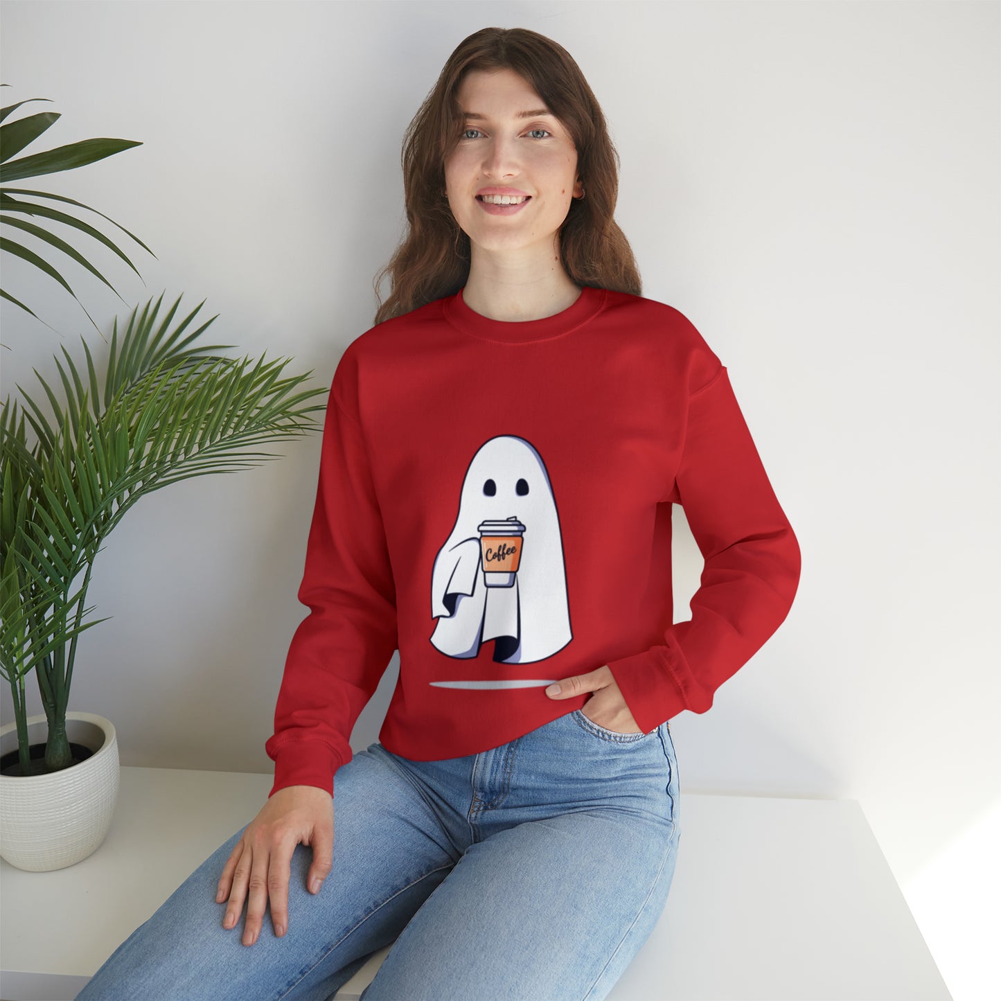 Boorista Spooky Coffee Sweatshirt, Womens Ghost Sweatshirt, Spooky Season, Fall Coffee Lover Shirt, Halloween Party Shirt, Fall Graphic