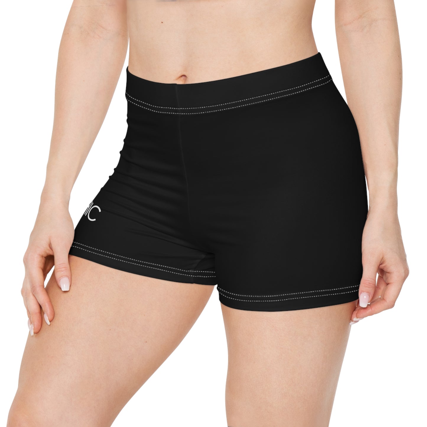AlphaChic Workout Shorts - Black (Leg Logo)