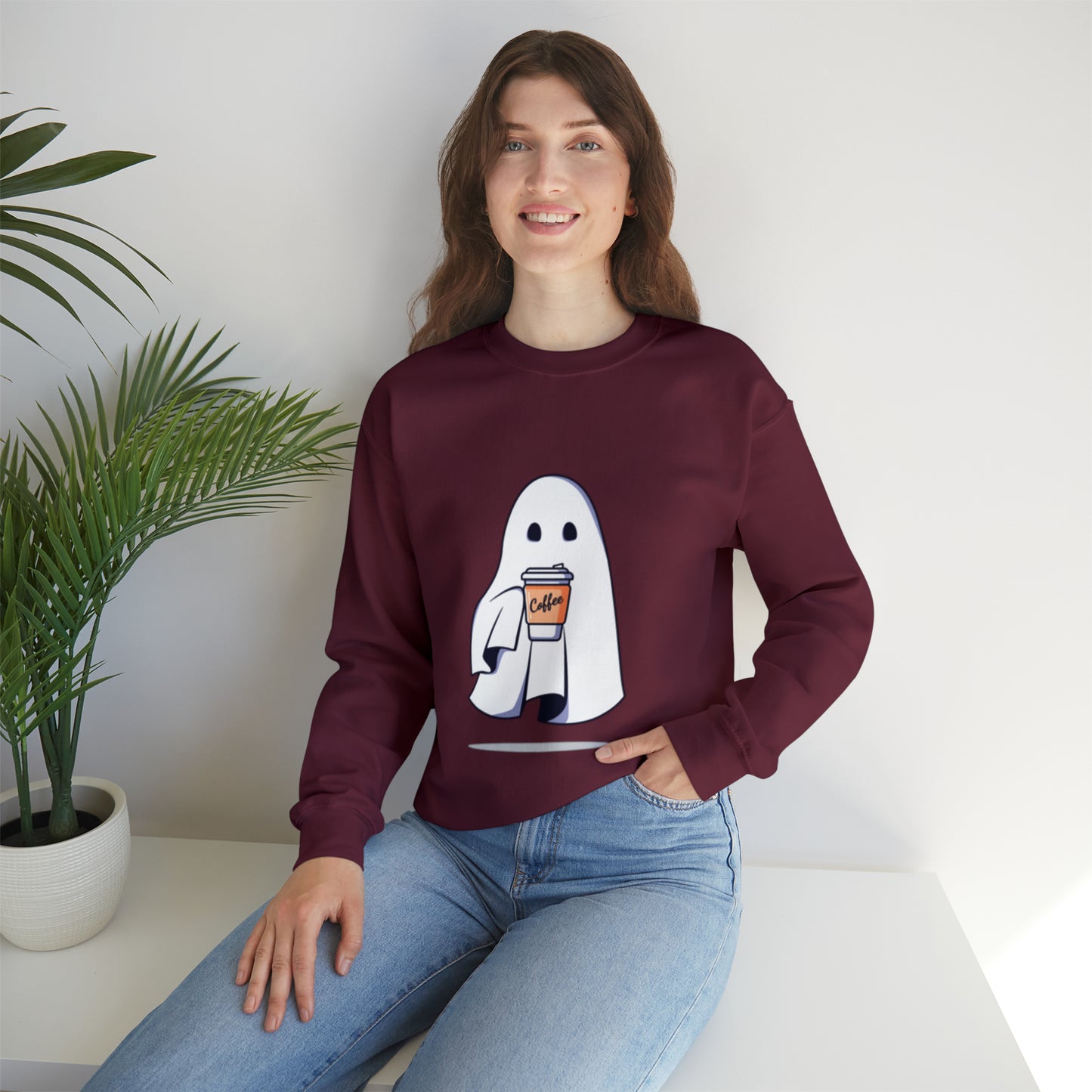 Boorista Spooky Coffee Sweatshirt, Womens Ghost Sweatshirt, Spooky Season, Fall Coffee Lover Shirt, Halloween Party Shirt, Fall Graphic