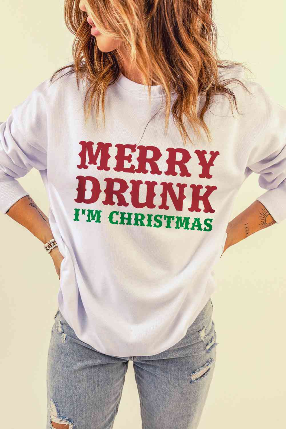 Slogan Graphic Dropped Shoulder Sweatshirt