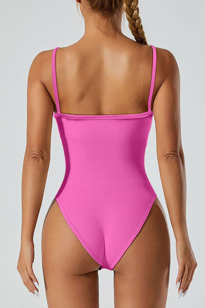Scoop Neck Spaghetti Strap Active Bodysuit