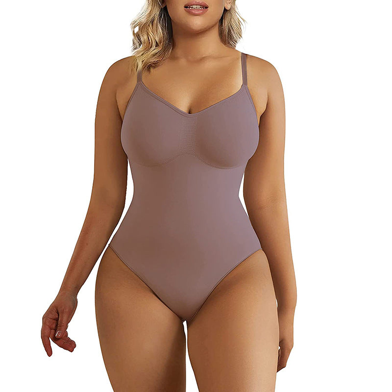 Seamless Reinforced Triangle Bodysuit Tight-Fitting Suit Thong Briefs
