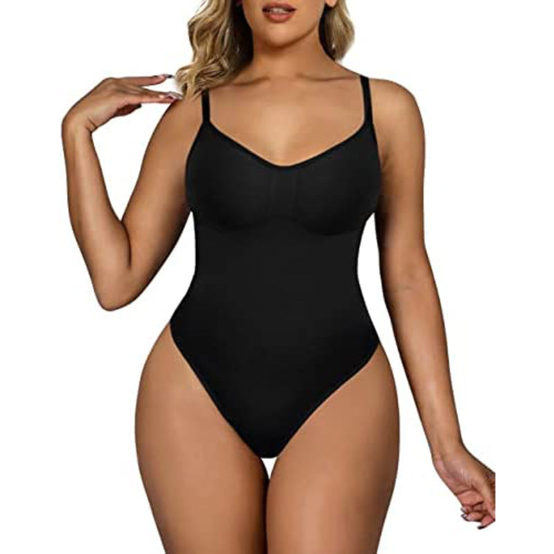 Seamless Reinforced Triangle Bodysuit Tight-Fitting Suit Thong Briefs