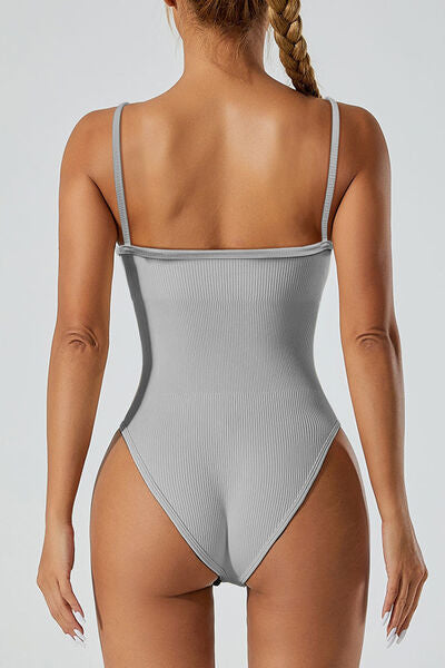 Scoop Neck Spaghetti Strap Active Bodysuit