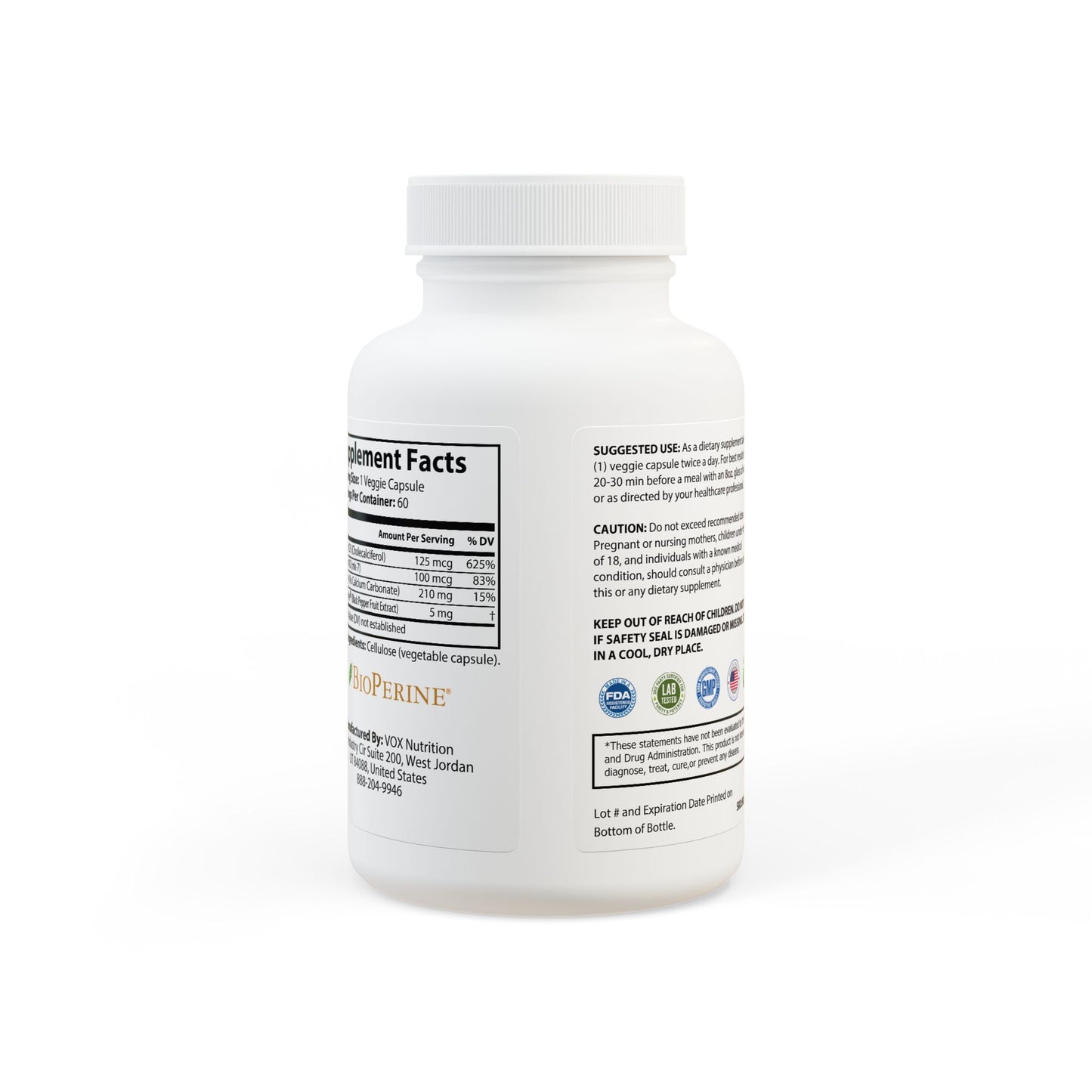 Gray Man Company Vitamin K2 + D3 Supplement (60 Capsules)