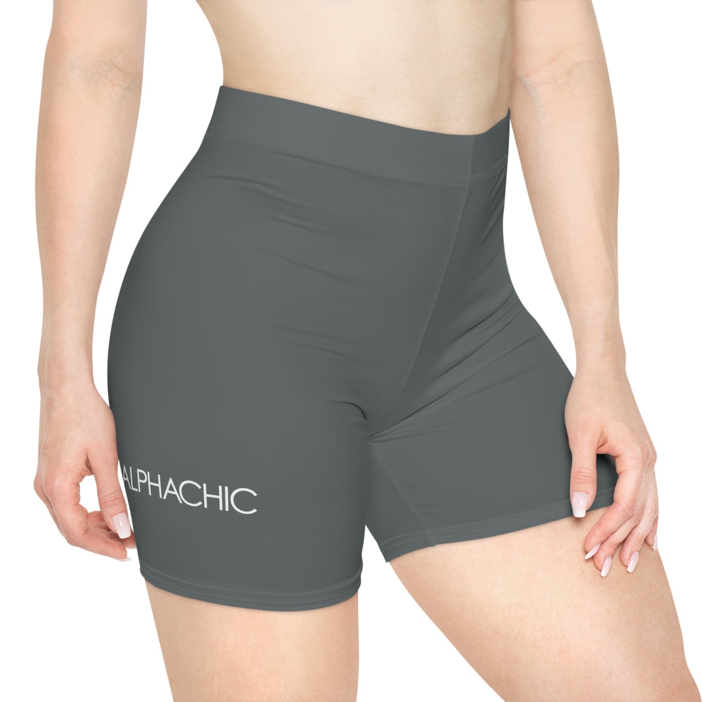 AlphaChic Biker Shorts - Dark Gray (Leg Logo)
