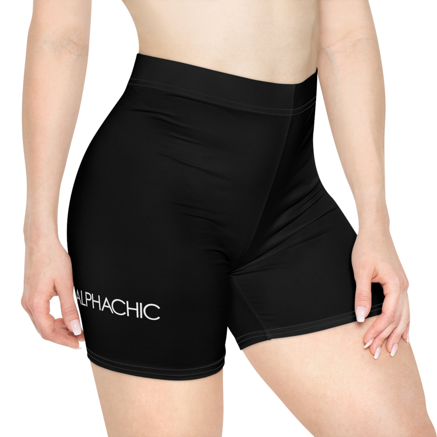 AlphaChic Biker Shorts - Black (Leg Logo)