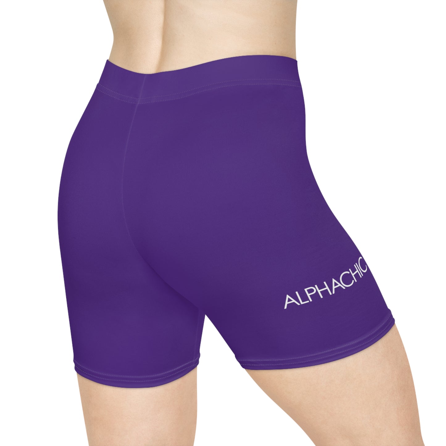 AlphaChic Biker Shorts - Purple (Leg Logo)