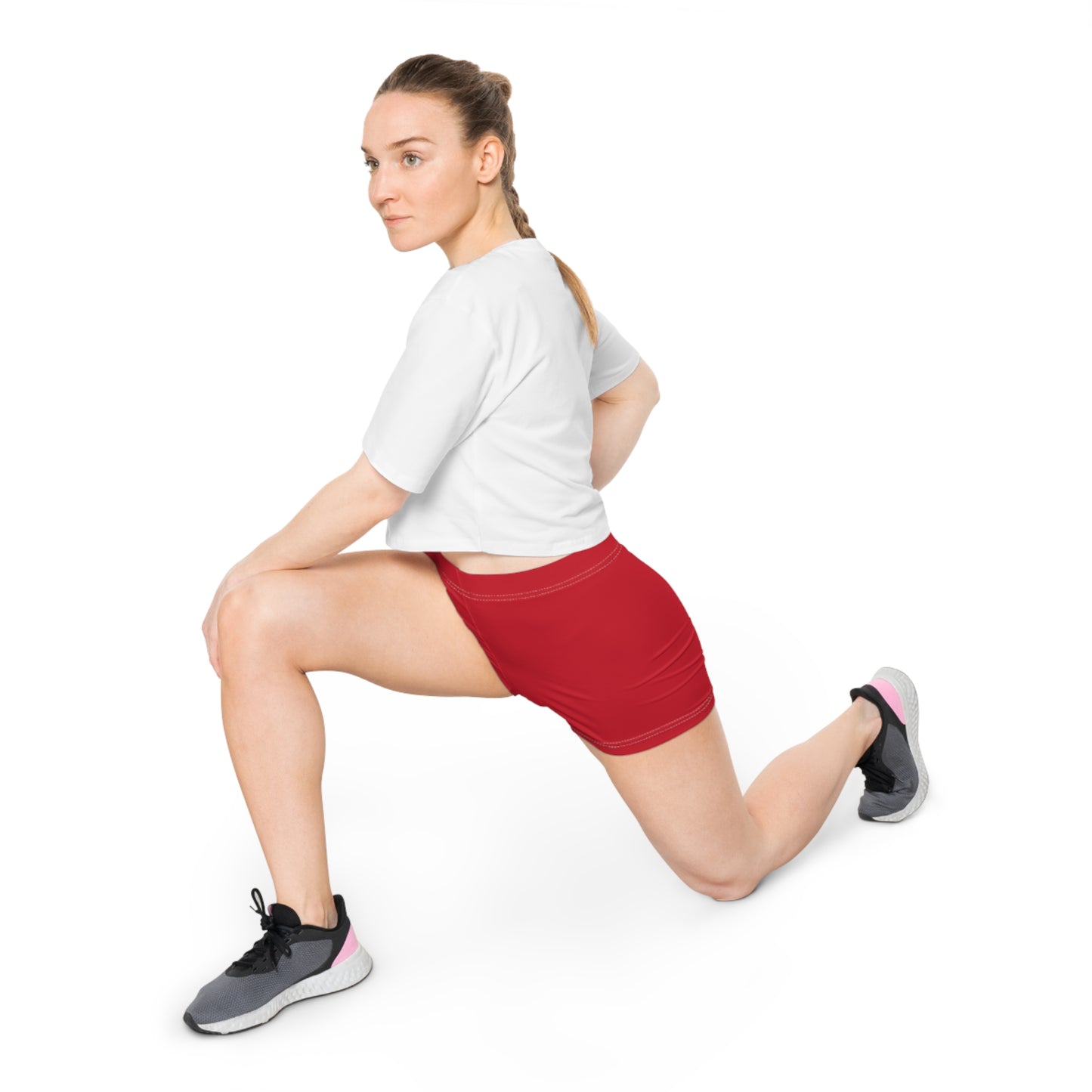 AlphaChic Workout Shorts - Red (Leg Logo)