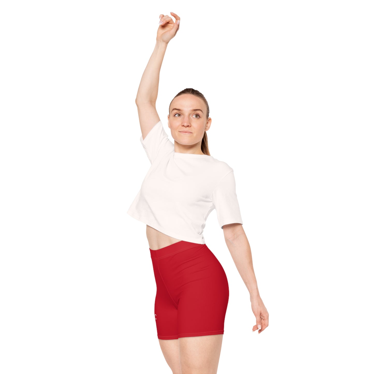 AlphaChic Biker Shorts - Red (Leg Logo)