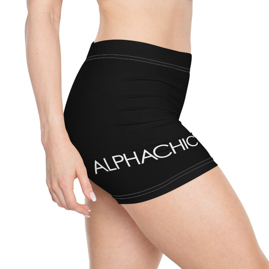AlphaChic Workout Shorts - Black (Leg Logo)