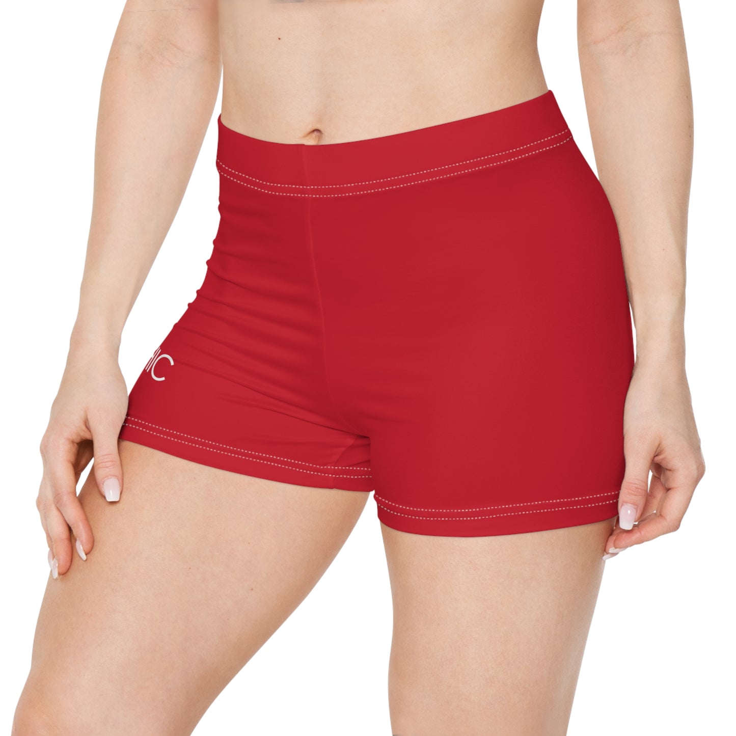 AlphaChic Workout Shorts - Red (Leg Logo)