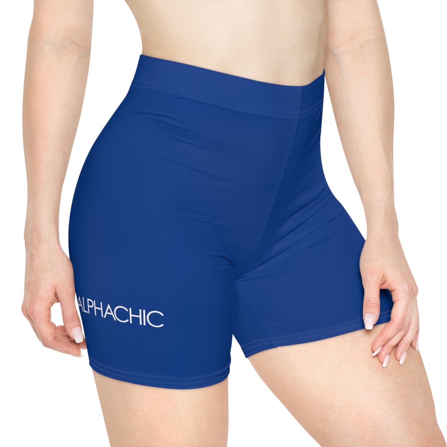 AlphaChic Biker Shorts - Blue (Leg Logo)