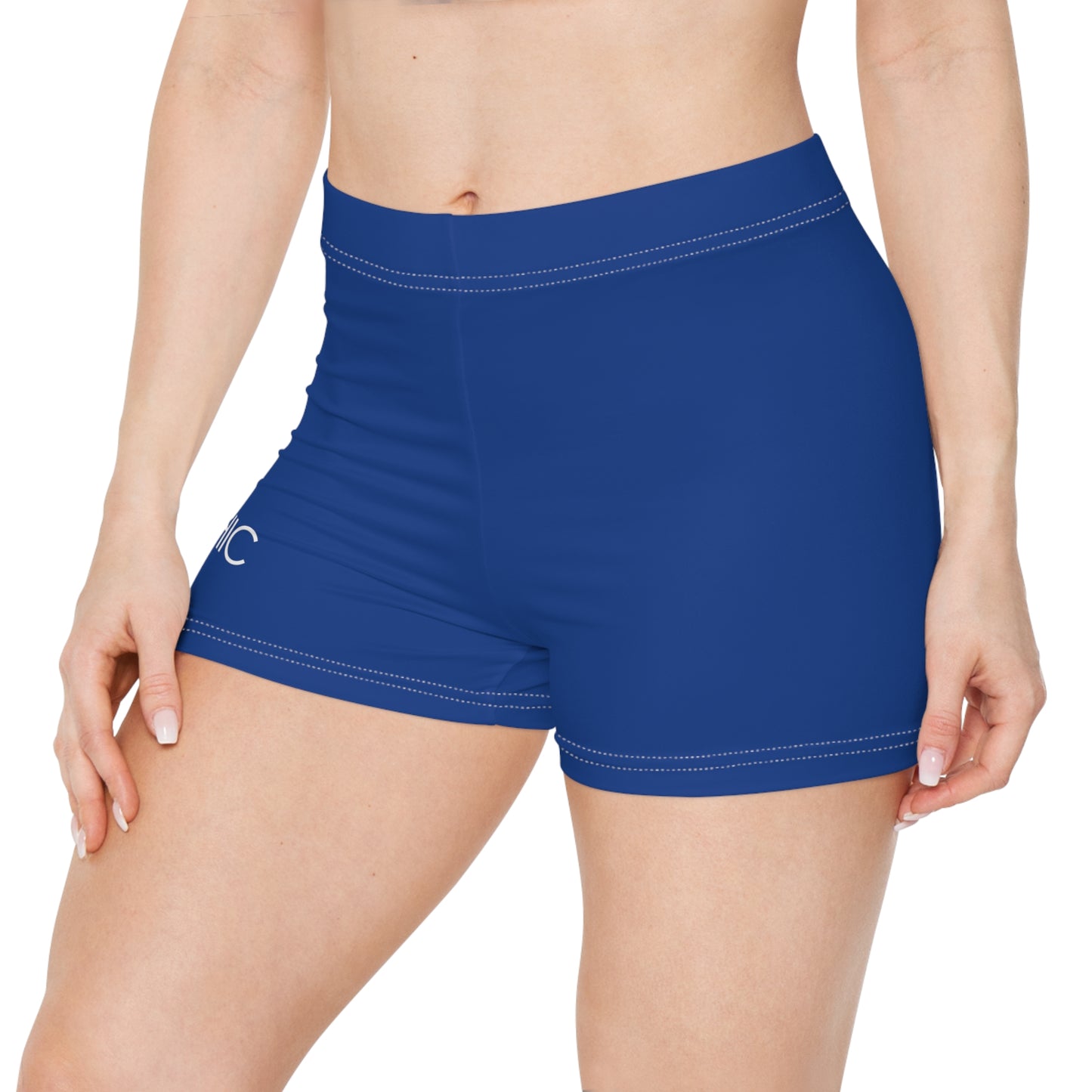 AlphaChic Workout Shorts - Blue (Leg Logo)