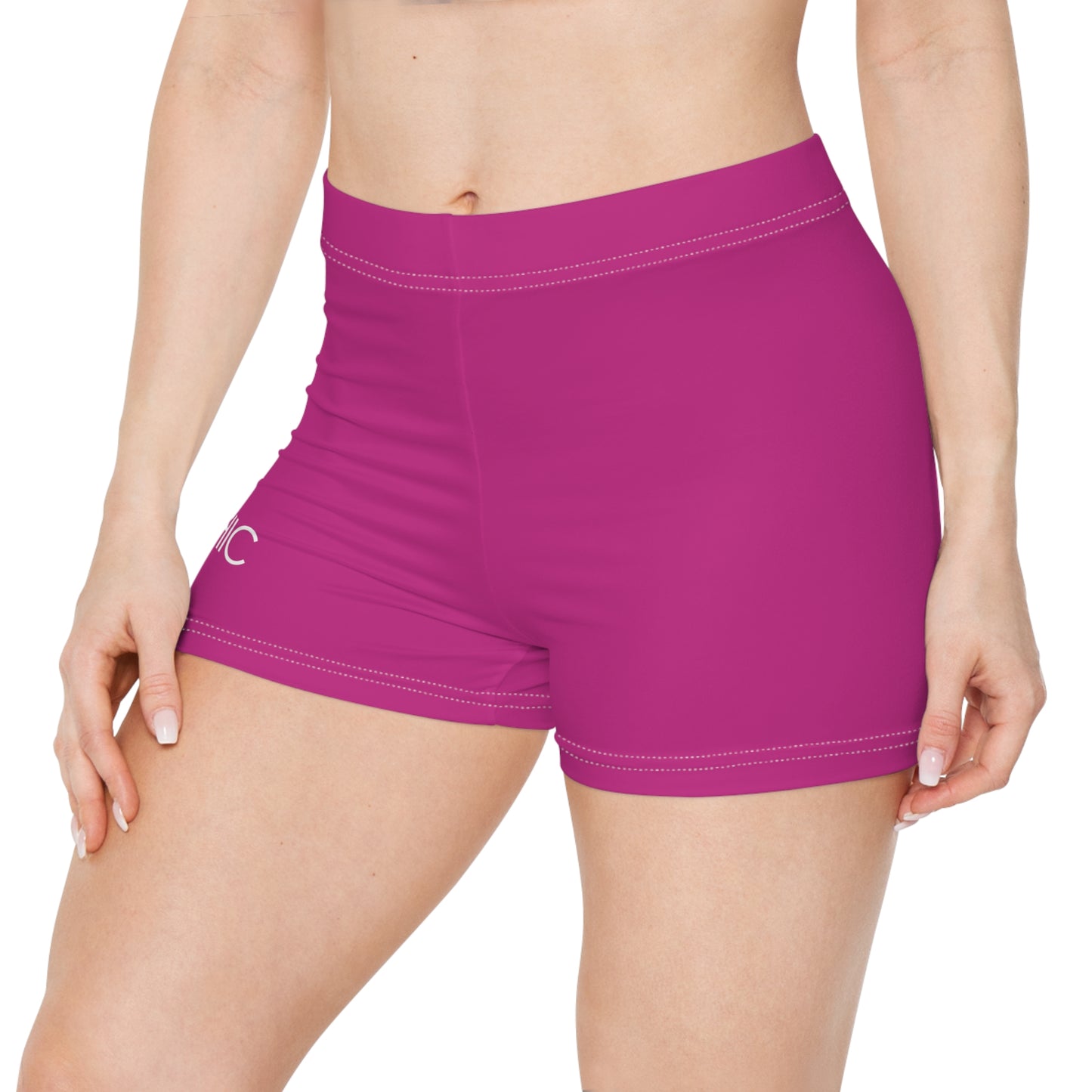 AlphaChic Workout Shorts - Pink (Leg Logo)