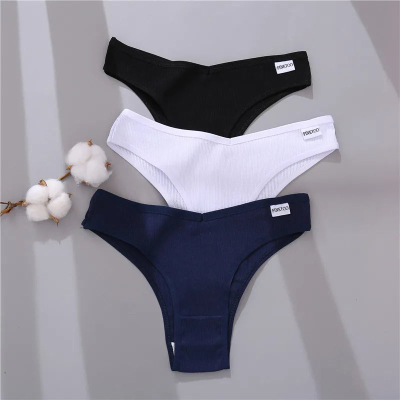 Ladies 3 Pack Womens Cotton Underwear Stretch Bikini Panties Low Rise Hipster Ladies Soft V-Waist Cheeky